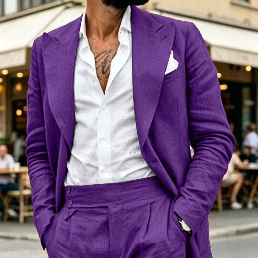 Mens Suit Set Simple And Retro Two-Piece Set - Image 8