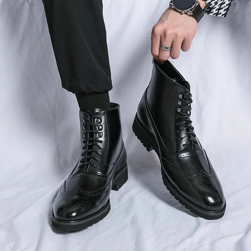 Mens Fashion Thick Sole Mid Top Work Shoes - Image 2