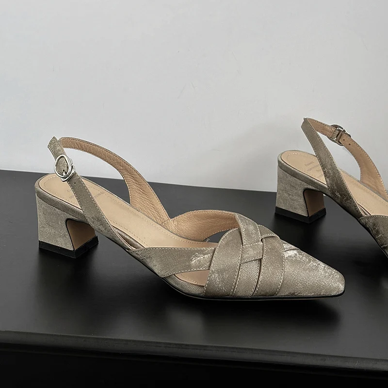 Womens Casual Square-toe Chunky-heel Sandals - Image 4