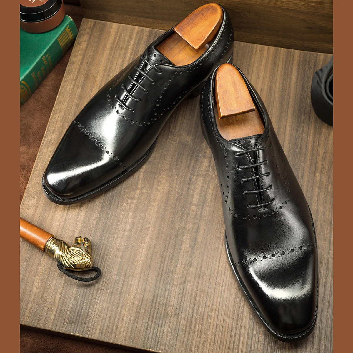 Cowhide British Style Brock Oxford Shoes Men - Image 4