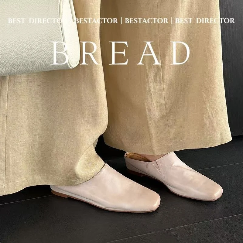 Women's Handmade Full-Grain Sheepskin Closed-Toe Mules, Square Toe Slip-On Flat Slides - Image 7