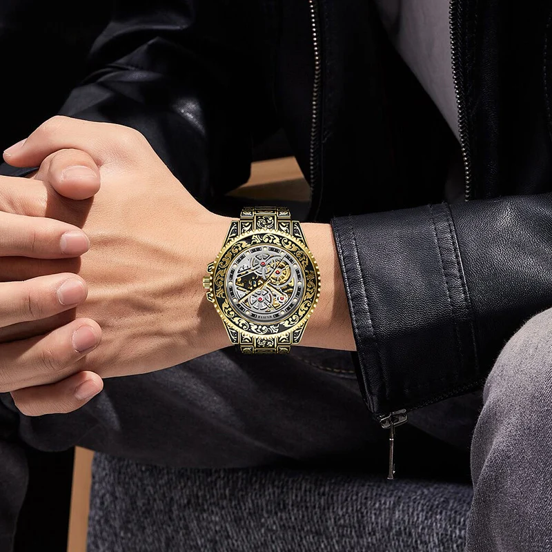 New Stylish Luminous Mens Fully Automatic Mechanical Watch A Trendy Vintage Timepiece - Image 5