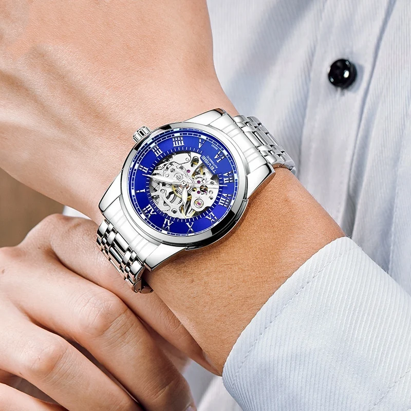 Waterproof Mens Automatic Minimalist Stylish Hollow Mechanical Luminous Watch - Image 7