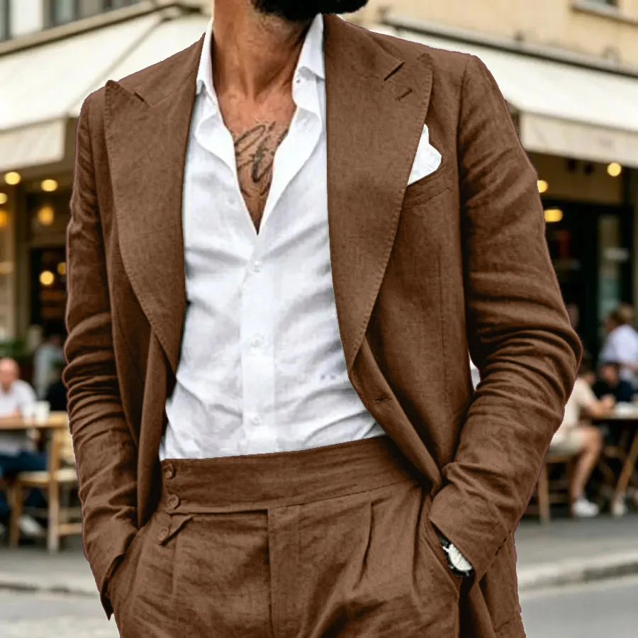Mens Suit Set Simple And Retro Two-Piece Set - Image 7
