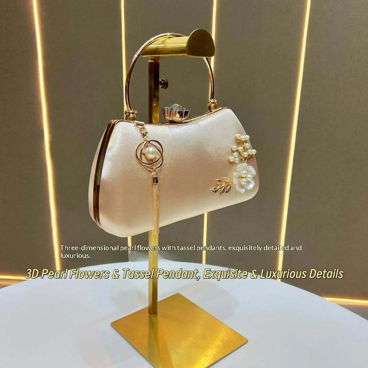Pearl-encrusted Diamond-studded Tassel Pendant Handbag - Image 2
