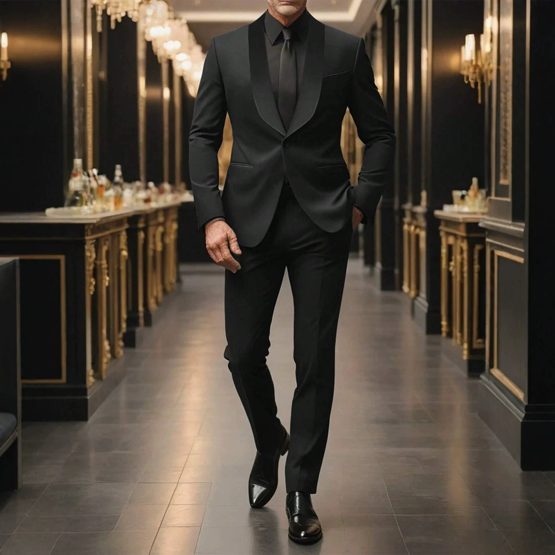 Mens Solid-Color Suit Business Formal Attire Set