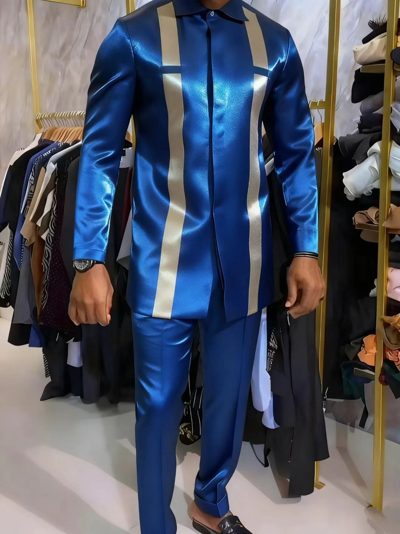Elegant African Mens Long-sleeve Suit - Image 7