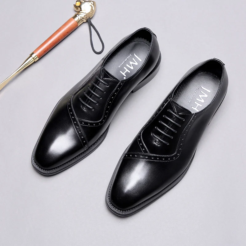 Business Carved Pointed Retro Wedding Shoes Men - Image 5