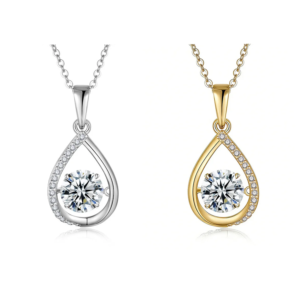 S925 Sterling Silver 1ct D Color VVS1 Moissanite Teardrop Necklace 45cm Platinum Gold Plated GRA Certified Gift Box - Image 4