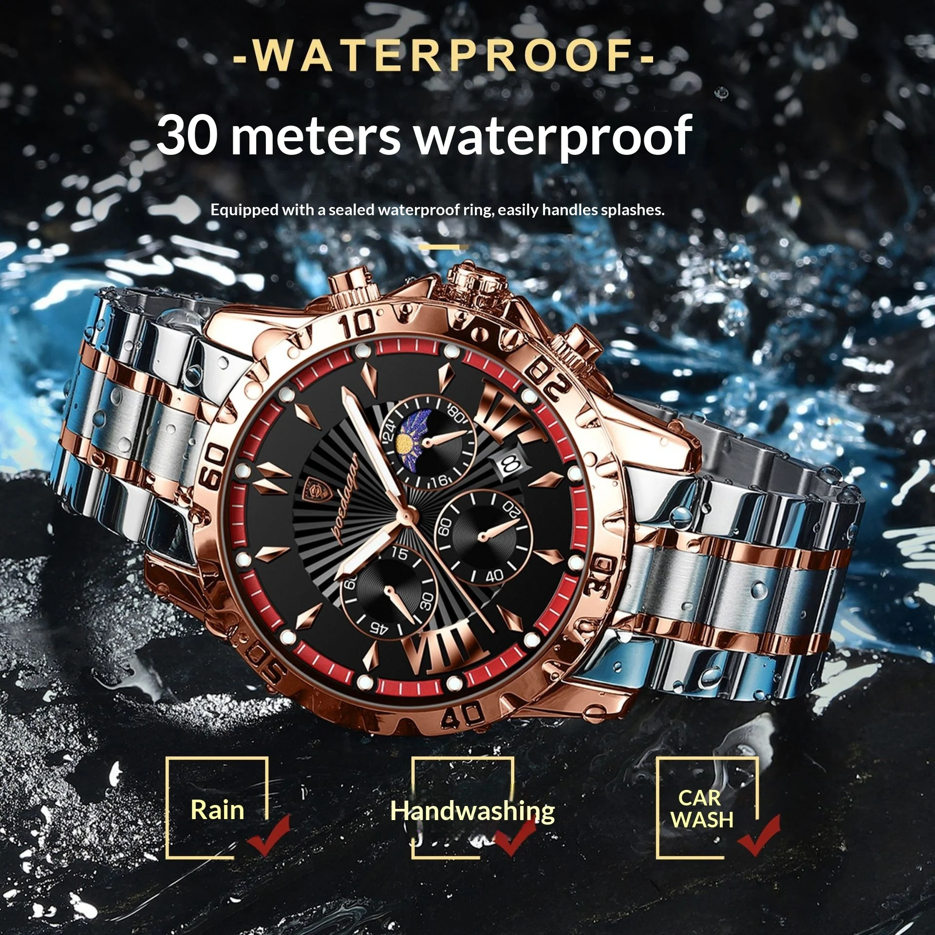 Waterproof Multifunction Sporty Mens Watch - Image 2