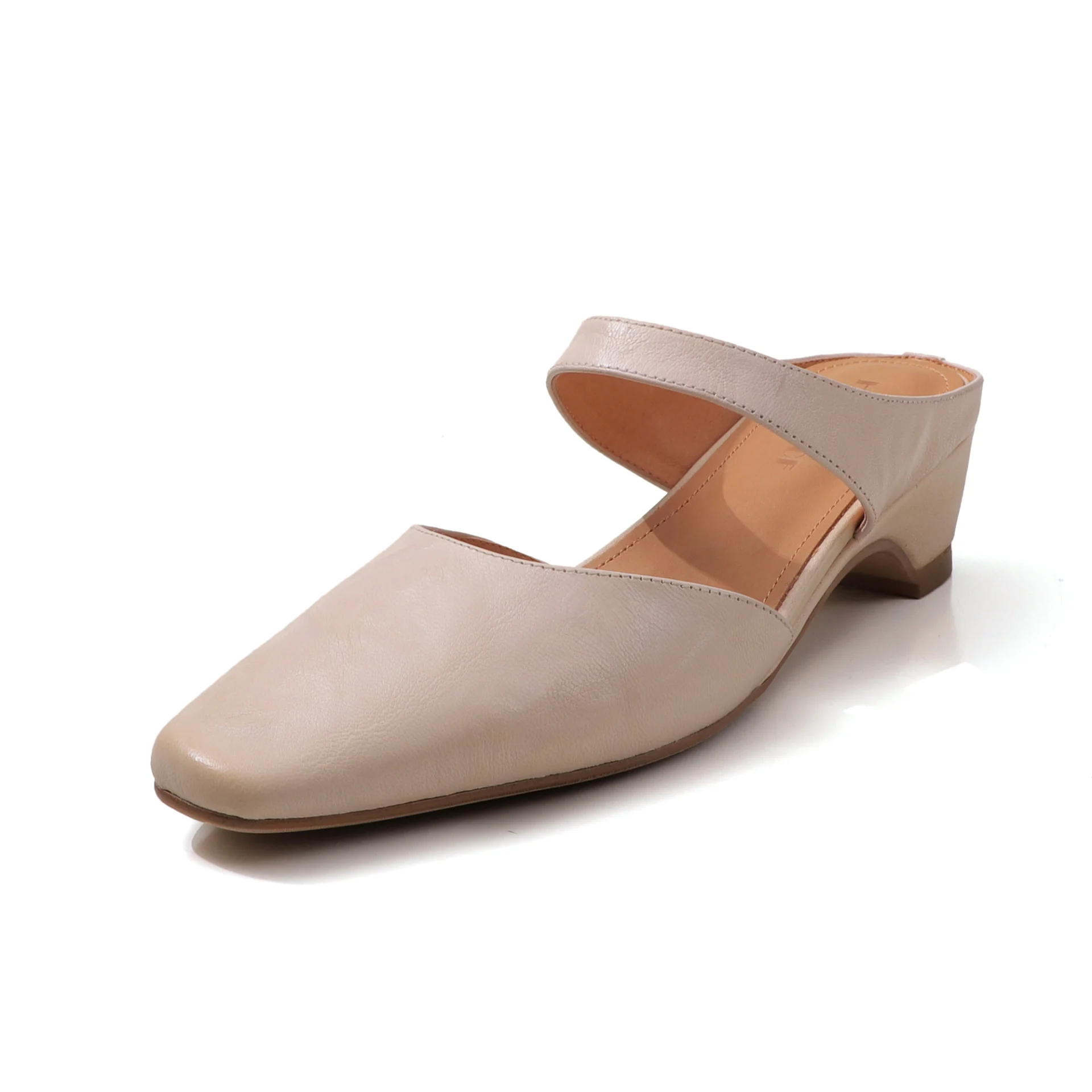Women's Handmade Washed Leather Mary Jane Mules, Square Toe Mid Heel Slip-On Slides With Pigskin Lining - Image 5