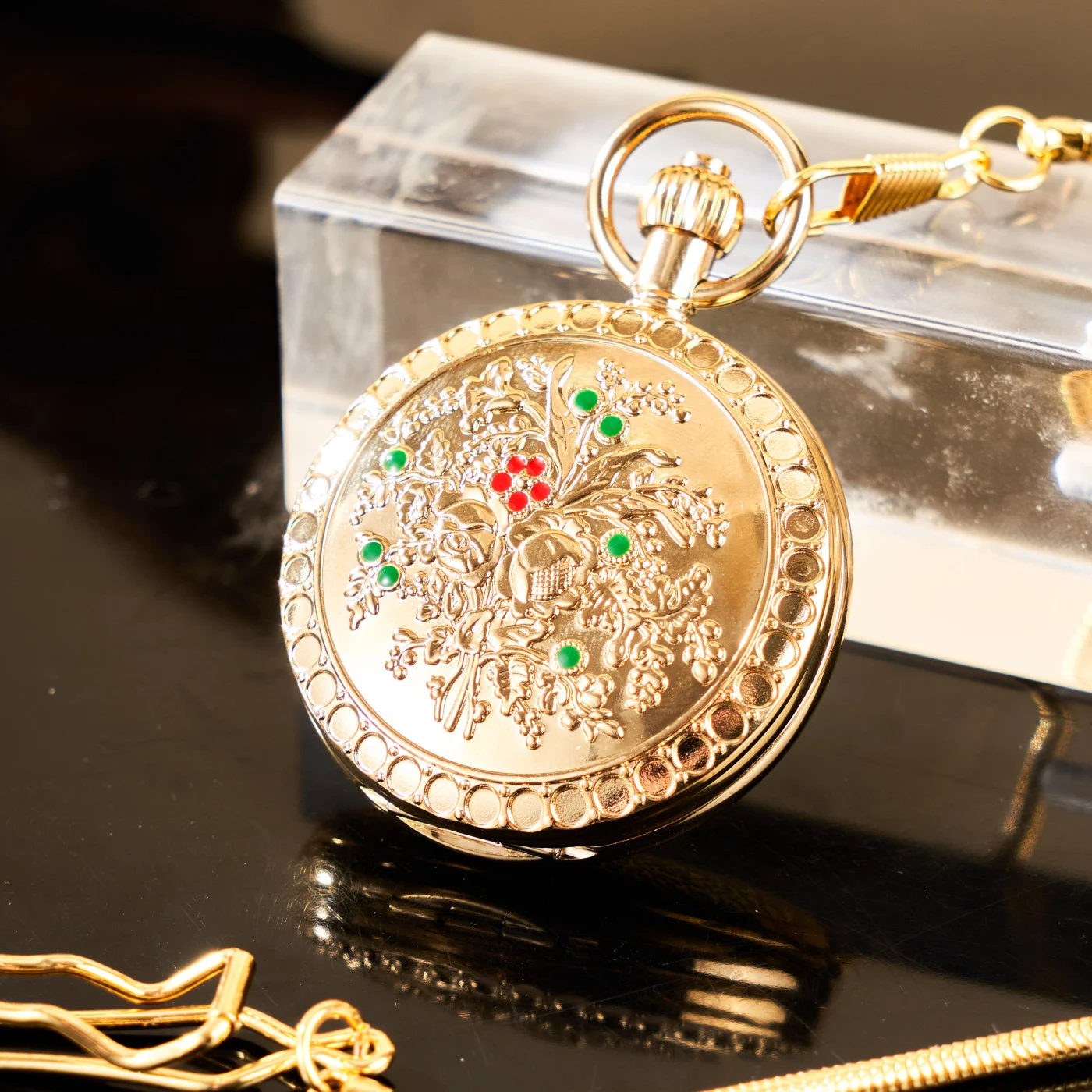 Camellia Automatic Mechanical Pocket Old Shanghai Style Classic Flip-Open Pendant Watch For Ladies - Image 5