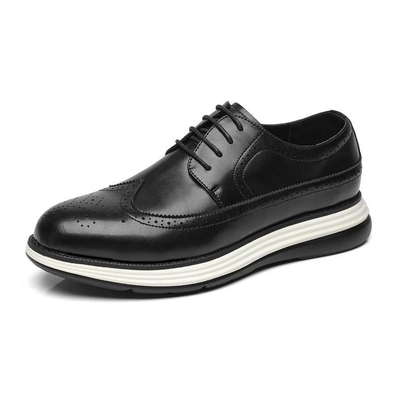 Ultra-fiber Thick-soled Trendy Men's Business Leather Shoes Comfortable And Casual - Image 4
