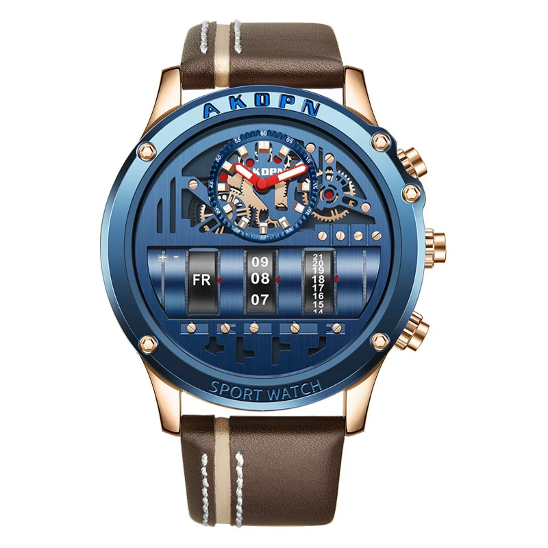 Uniquex Men Wrist Watches Leather Black Silver Creative - Image 6