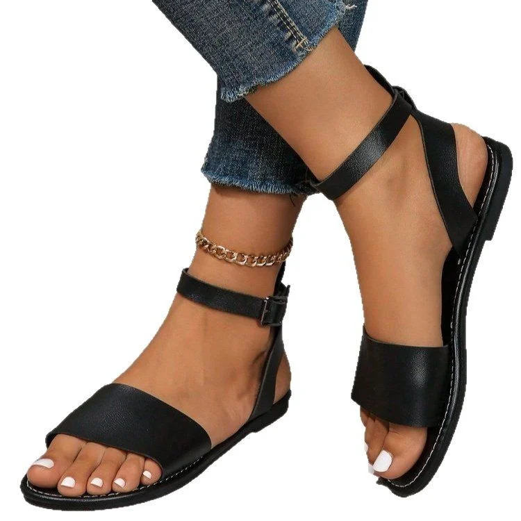 Women's Plus Size Minimalist Open Toe Sandals - Comfortable Four Season Flat Shoes for Daily Wear - Image 2
