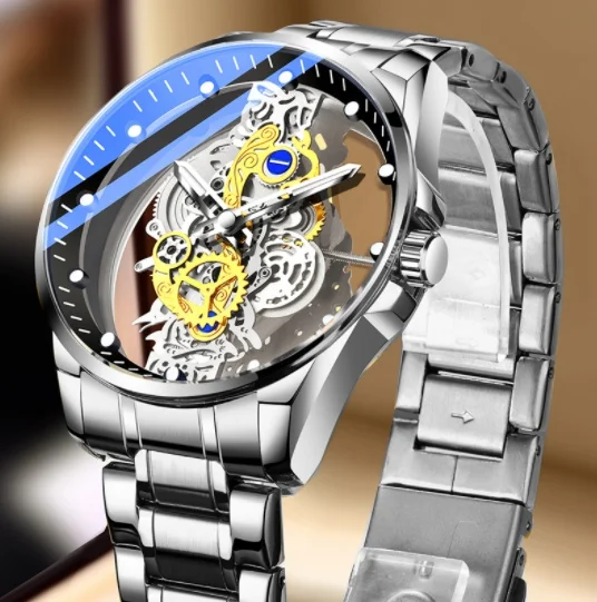 Men Watch Skeleton Automatic Quartz Watch Gold Skeleton Vintage Man Watch Mens Watches Top Brand Luxury - Image 6