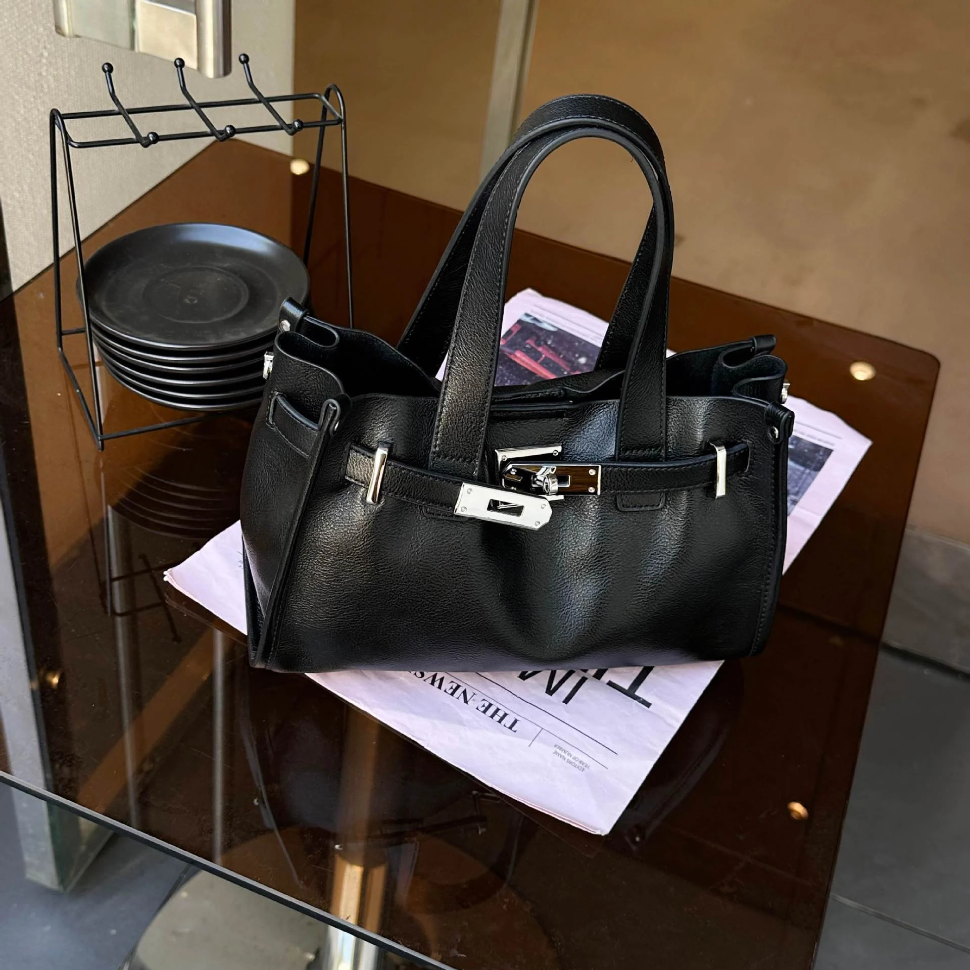 Genuine Leather Women's Bag With A High-end Feel, Luxury Casual Tote Bag, Large Capacity, Top-grain Cowhide Shoulder And Crossbody Bag