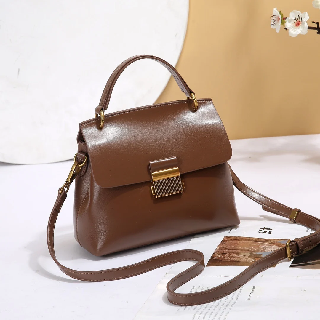 Badi Leather Women's Bag, Made Of Top-layer Cowhide, Premium Feel, Tote And Shoulder Bag, Genuine Leather With Large Capacity, Perfect For Commuting And Crossbody Use