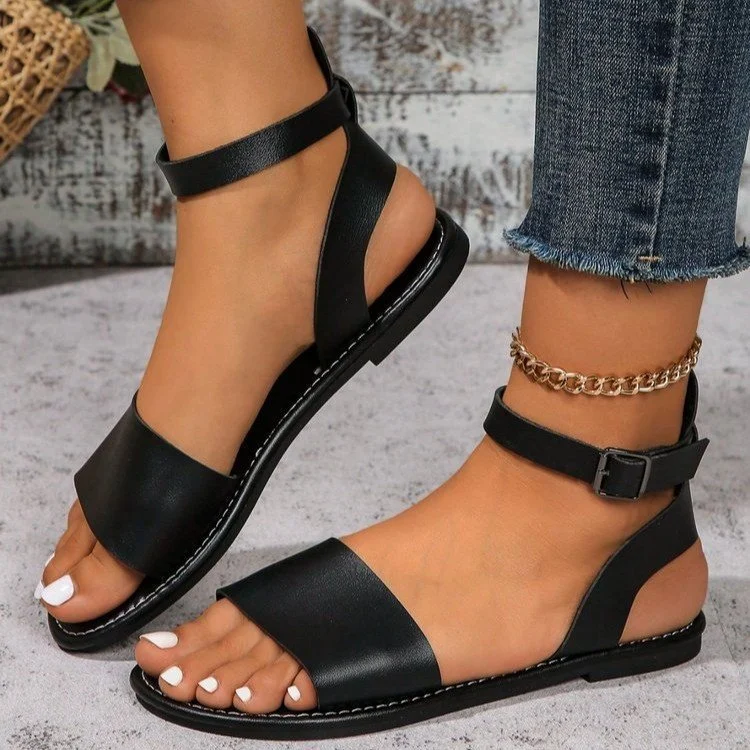 Women's Plus Size Minimalist Open Toe Sandals - Comfortable Four Season Flat Shoes for Daily Wear - Image 5
