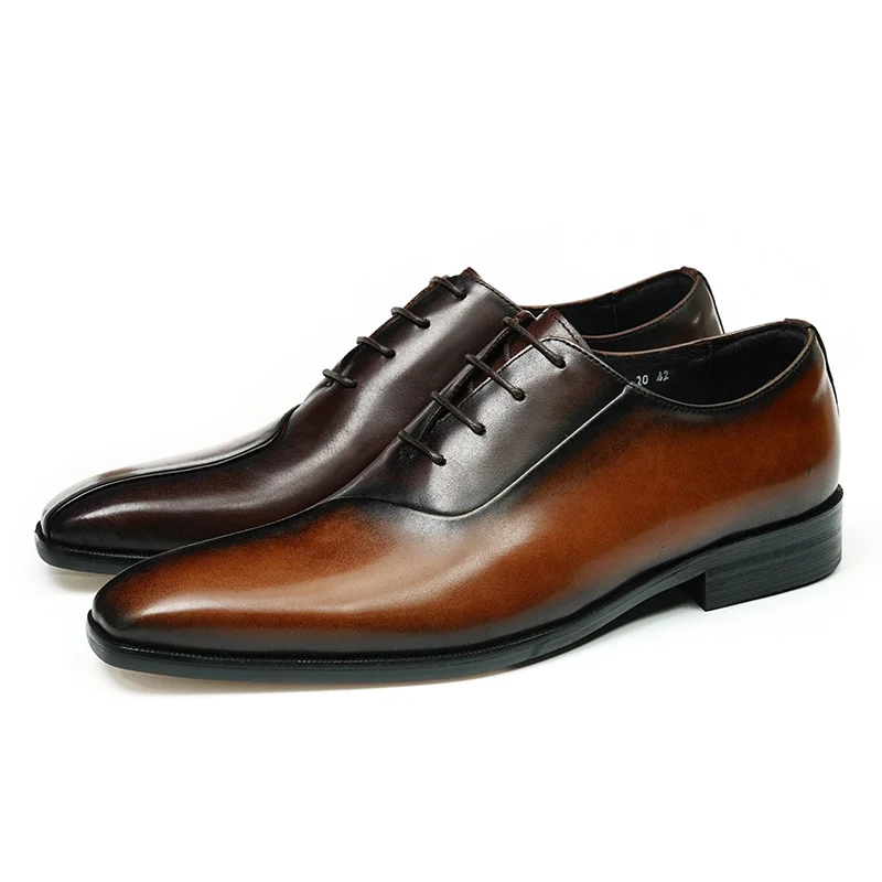 Mens Formal Leather Dress Shoes In British Style With A Color-block Design - Image 3