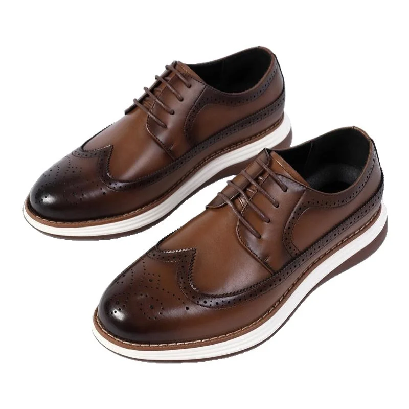 Ultra-fiber Thick-soled Trendy Men's Business Leather Shoes Comfortable And Casual - Image 2