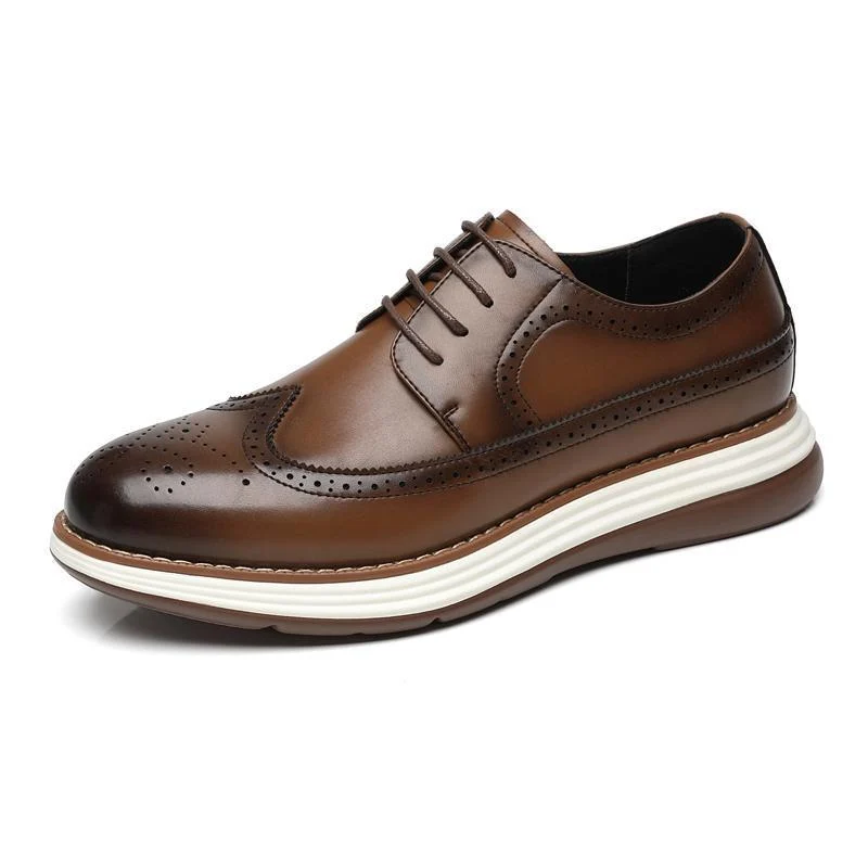 Ultra-fiber Thick-soled Trendy Men's Business Leather Shoes Comfortable And Casual - Image 3