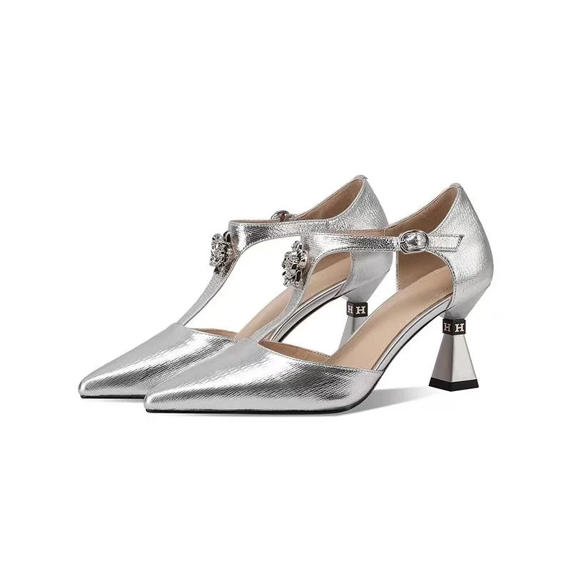 Women Retro Mary Jane Closed Toe Cutout Block Heel Sandals, New T-Strap Buckle All Season High Heels - Image 6
