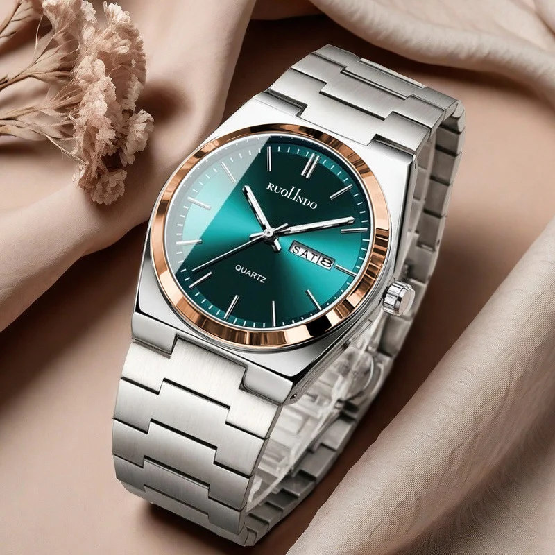Ultra-thin Butterfly-clasp Steel-band Quartz Mens Watch