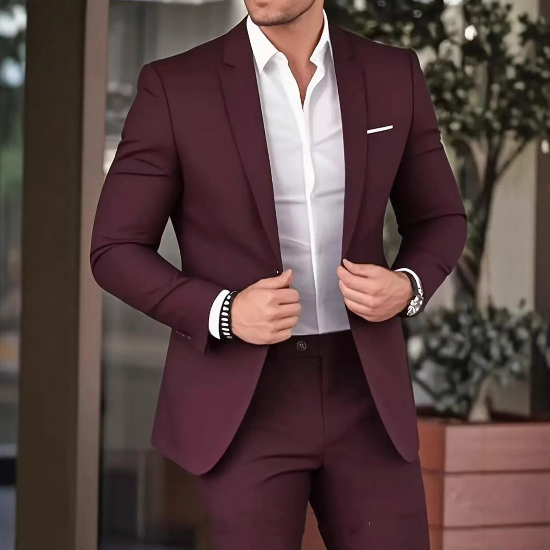 Elegant Banquet Gown Slim-Fit Fashionable Suit And Trousers For Men