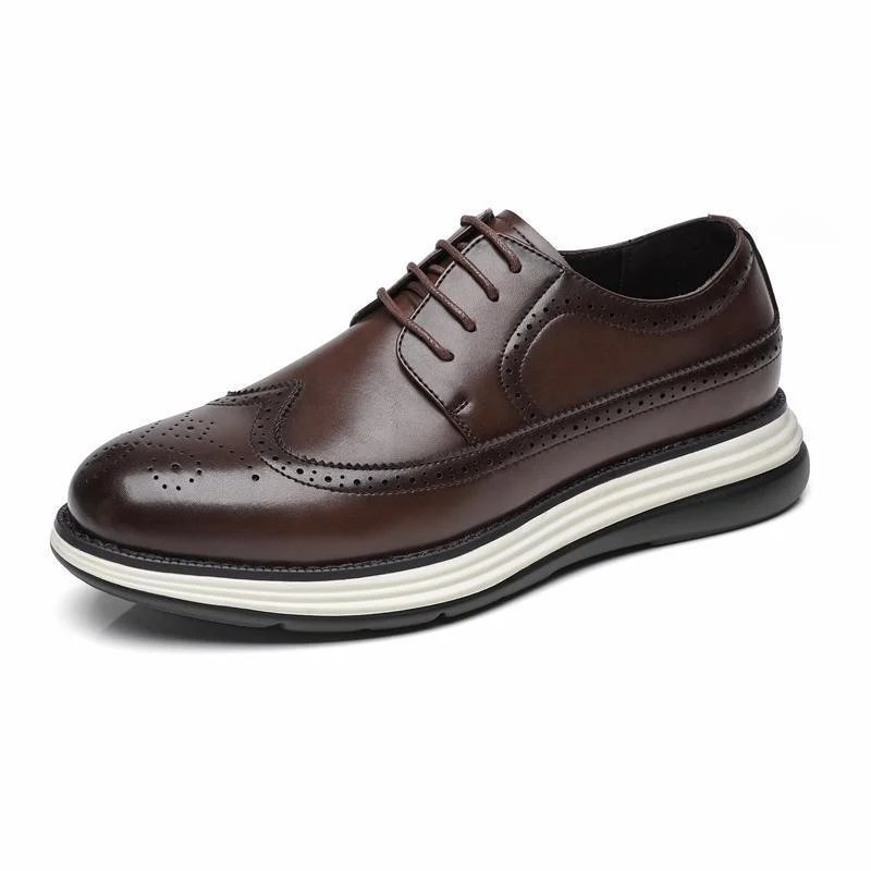 Ultra-fiber Thick-soled Trendy Men's Business Leather Shoes Comfortable And Casual - Image 5