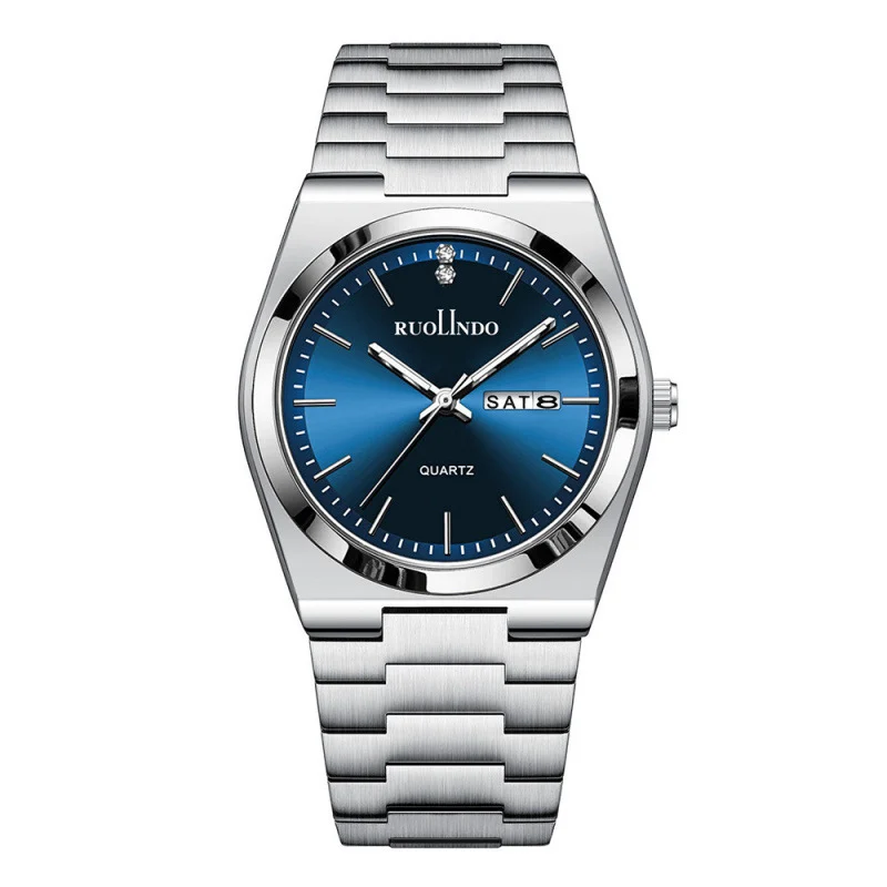 Ultra-thin Butterfly-clasp Steel-band Quartz Mens Watch - Image 3