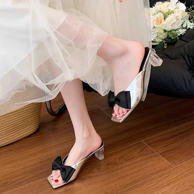 Butterfly Bow One-piece Slippers For Women's Summer Fashion High Heels And Cool Slippers - Image 2
