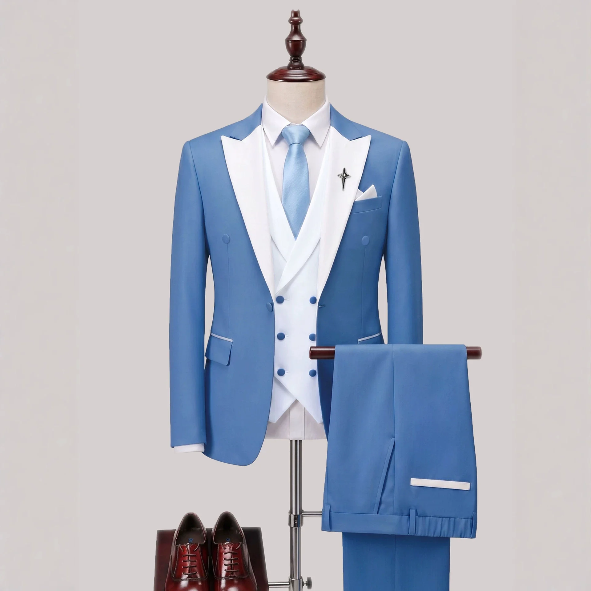 European And American Three Piece Suit Waistcoat Trousers Business Style - Image 4