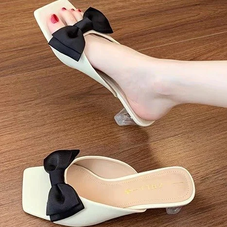 Butterfly Bow One-piece Slippers For Women's Summer Fashion High Heels And Cool Slippers - Image 4