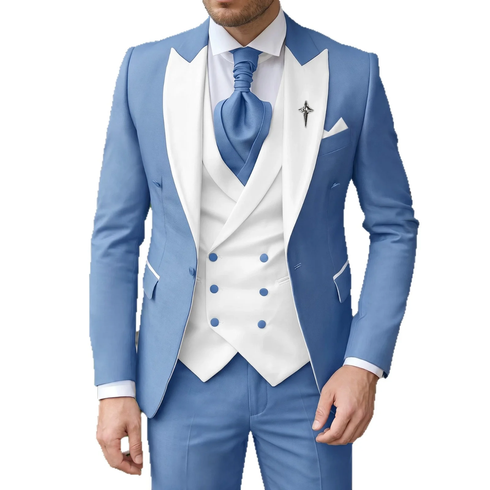 European And American Three Piece Suit Waistcoat Trousers Business Style - Image 6