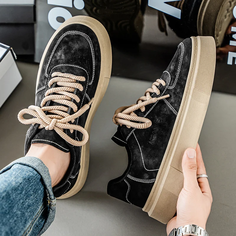 New Spring & Summer Men's Shoes, Breathable Fashion Sneakers For Men, Trendy Versatile Platform Black Casual Shoes - Image 5