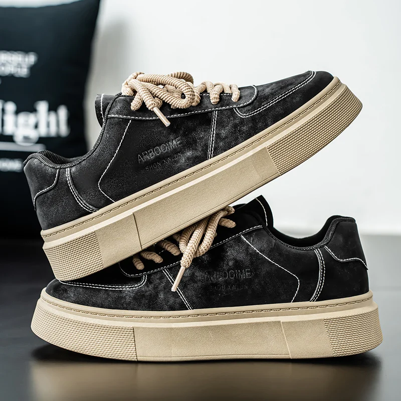 New Spring & Summer Men's Shoes, Breathable Fashion Sneakers For Men, Trendy Versatile Platform Black Casual Shoes - Image 2