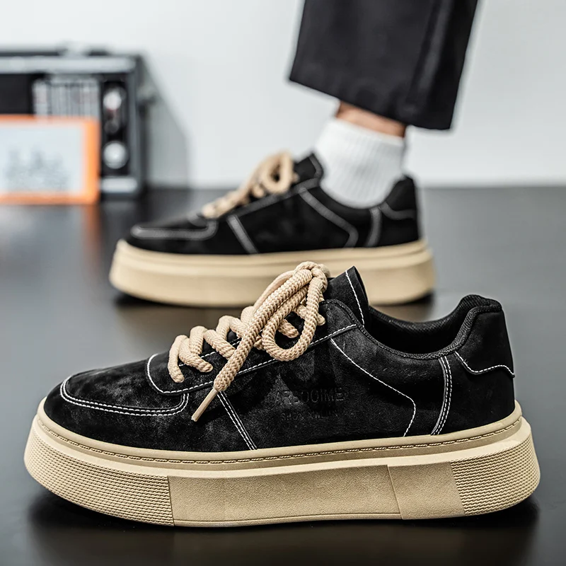 New Spring & Summer Men's Shoes, Breathable Fashion Sneakers For Men, Trendy Versatile Platform Black Casual Shoes - Image 3