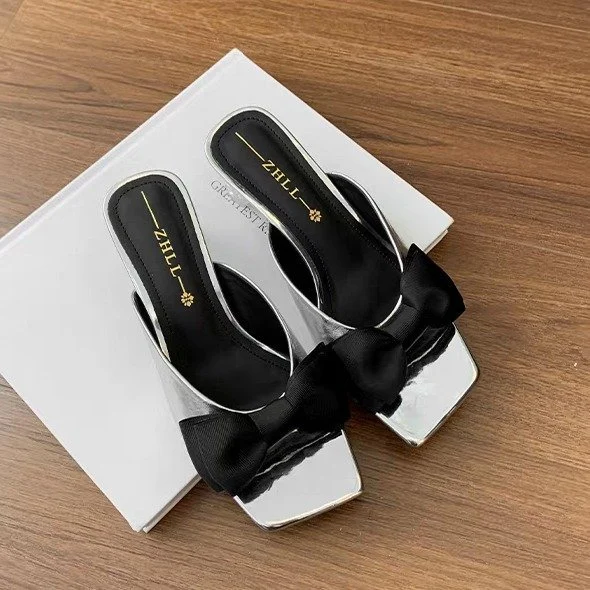 Butterfly Bow One-piece Slippers For Women's Summer Fashion High Heels And Cool Slippers - Image 3